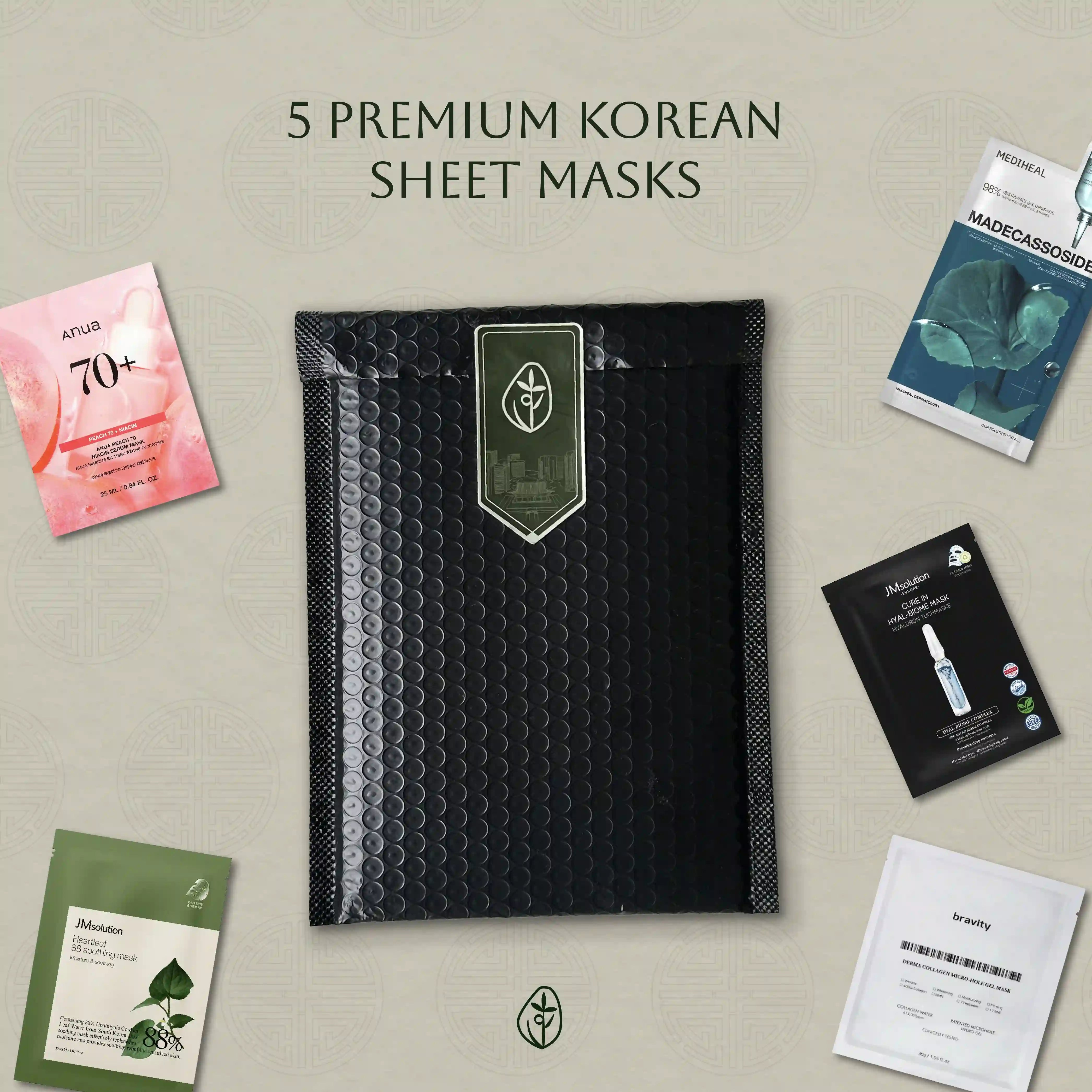 5 masques en tissu coréens premium - commande individuelle
